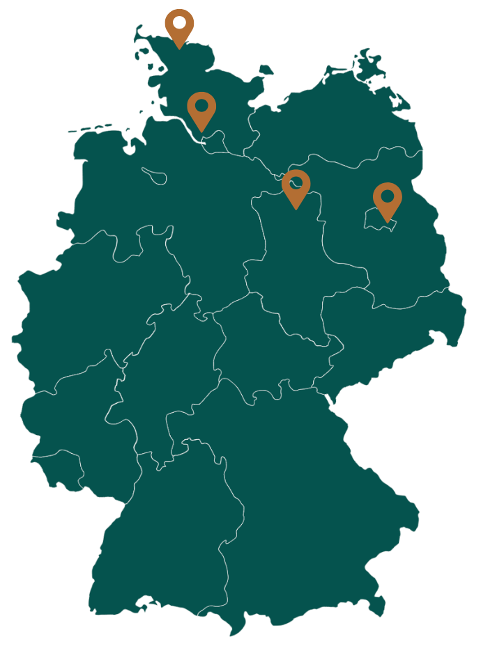 Deutschlandkarte mit Modellkommunen